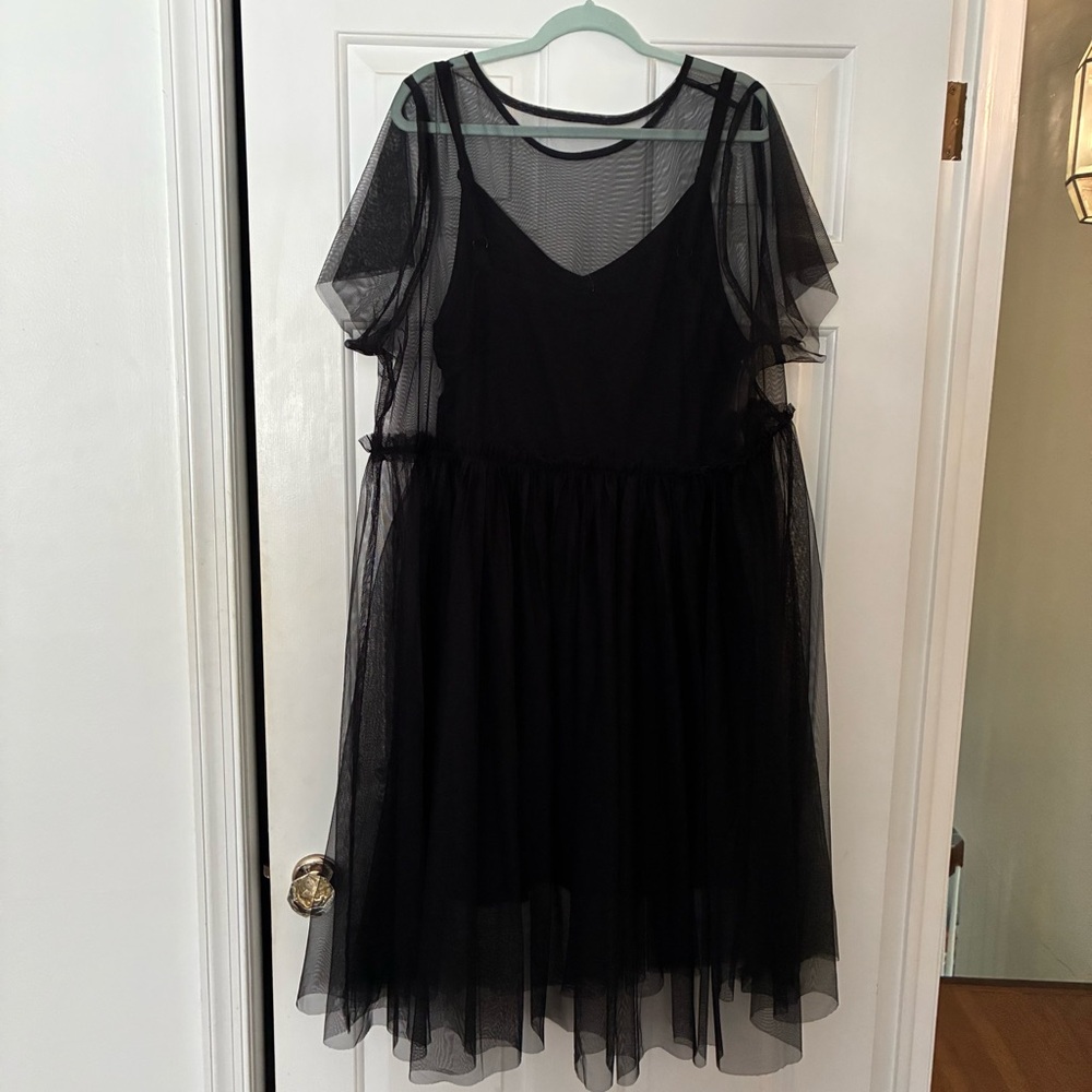 Torrid Elegant Black Mesh Overlay Midi Skater Dress 3X - Picture 9 of 10